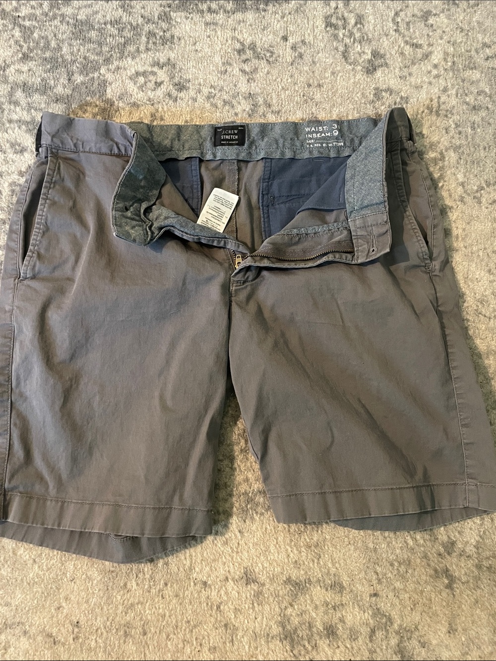 J. Crew Men’s Charcoal Flat-Front Chino Shorts
